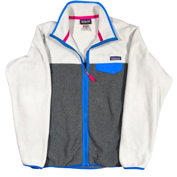 Patagonia Jackets & Blazers - Patagonia Synchilla Fleece Full Zip Jacket Grey White Blue Pink Womens Large